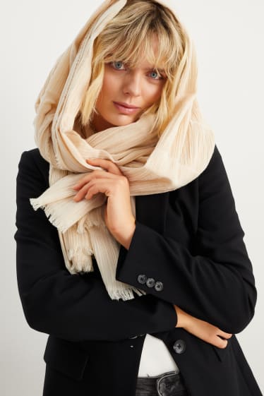 Women - Pleated scarf - cremewhite