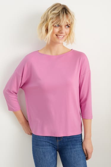 Kobiety - Koszulka z długim rękawem z linii basic - różowy