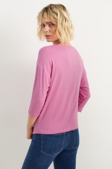 Dames - Basic longsleeve - fuchsiarood