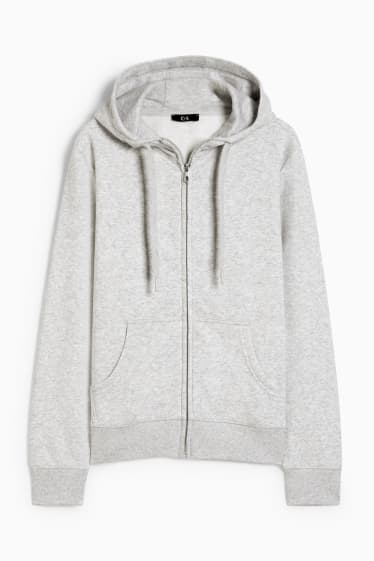 Femmes - Sweat zippé basique à capuche - gris clair chiné