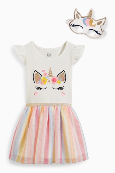 Children - Unicorn - set - dress and mask - 2 piece - cremewhite