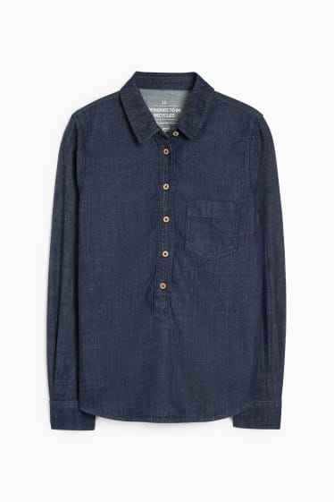 Women - Denim blouse - denim-dark blue