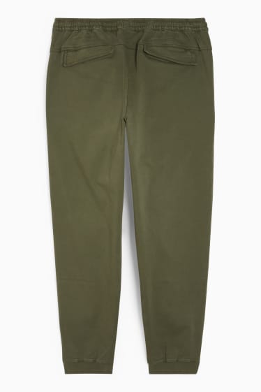 Hommes - Pantalon cargo - jambes fuselées - vert foncé