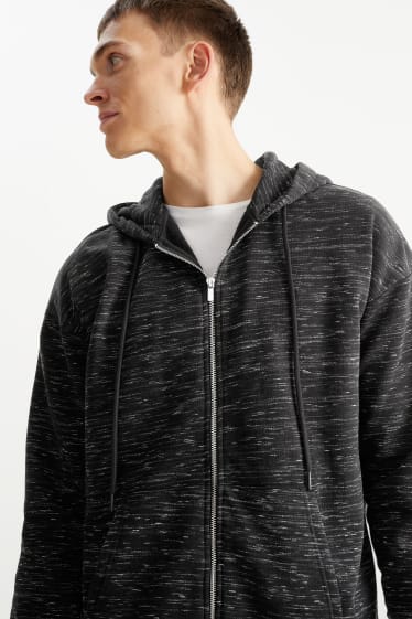 Herren - Sweatjacke mit Kapuze - schwarz-melange