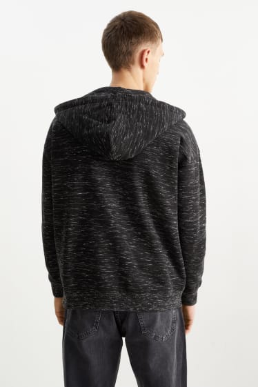 Herren - Sweatjacke mit Kapuze - schwarz-melange