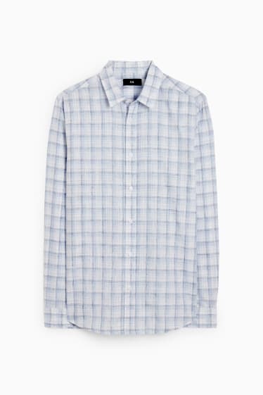 Men - Shirt - regular fit - Kent collar - check - light blue