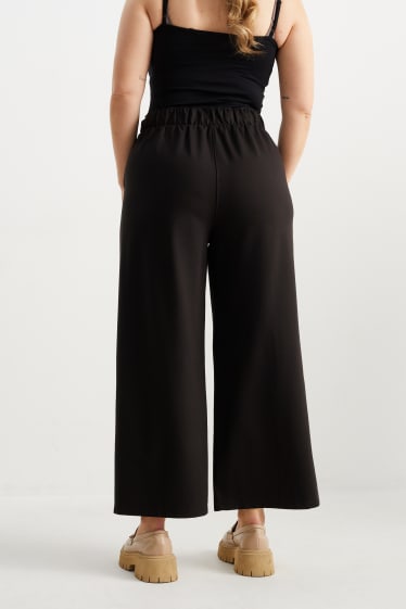 Dames - Broek van jersey - wide leg - zwart