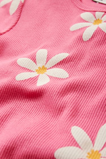 Bambini - Set - maglia a maniche corte e leggings - a fiori - fucsia