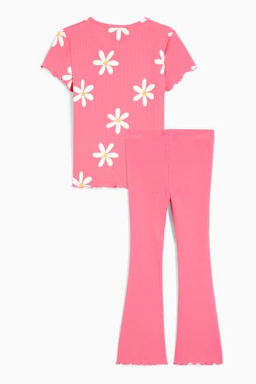 Enfants - Ensemble - T-shirt et leggings - à fleurs - rose
