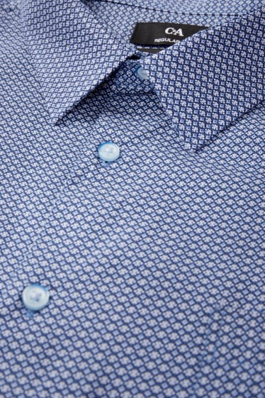 Mężczyźni - Koszula biznesowa - regular fit - kołnierzyk kent - drobny nadruk - niebieski