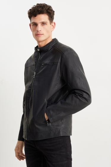 Hommes - Blouson motard - synthétique - noir