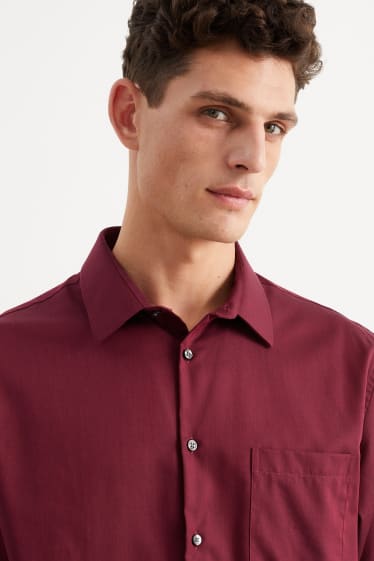 Men - Business shirt - regular fit - kent collar - easy-iron - bordeaux