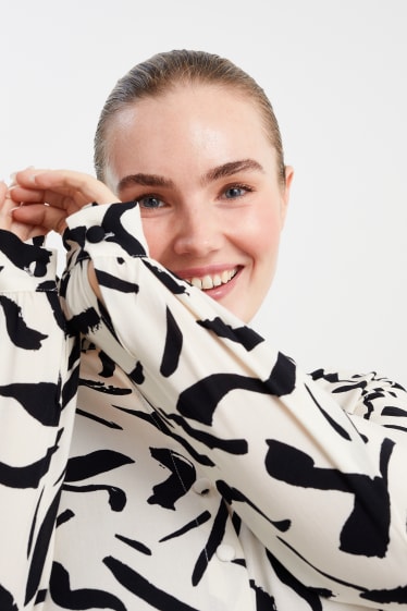 Dames - Blousejurk van viscose - met patroon - crème wit