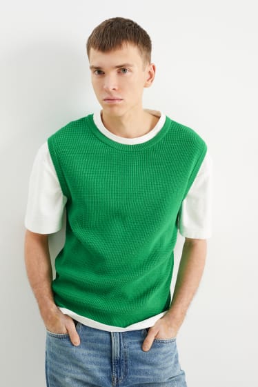 Bărbați - Vestă pulover - verde deschis