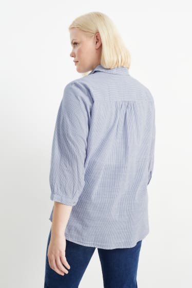 Damen - Bluse - gestreift - blau / weiß