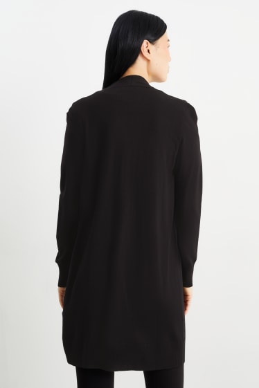Dames - Basic vest, gebreid - zwart