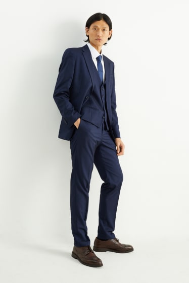 Hommes - Costume avec cravate - regular fit - 4 pièces - bleu foncé