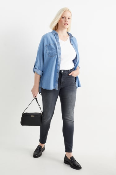 Women - Skinny jeans - mid-rise waist - shaping jeans - denim-gray