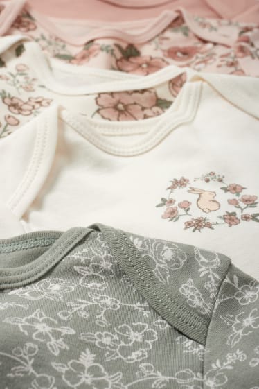 Babies - Multipack of 5 - flowers - baby bodysuit - white