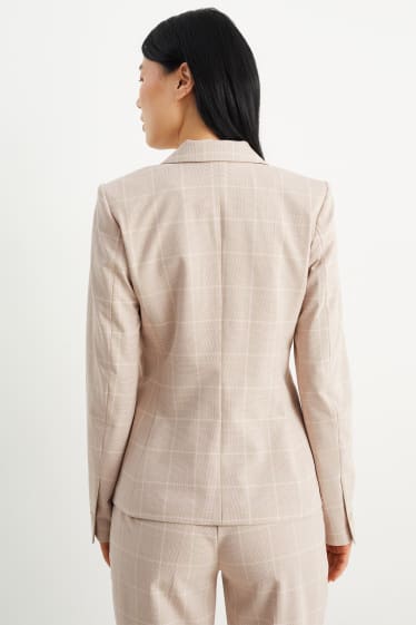 Women - Business blazer - fitted - check - light beige