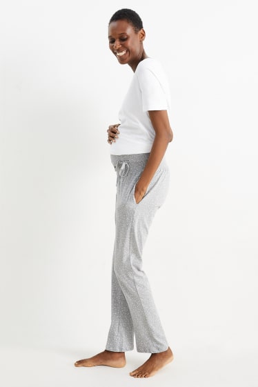 Donna - Pantaloni del pigiama premaman - a pois - grigio chiaro melange