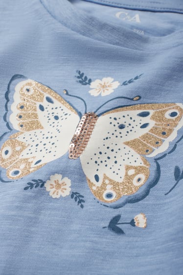 Kinder - Schmetterling - Kurzarmshirt - blau