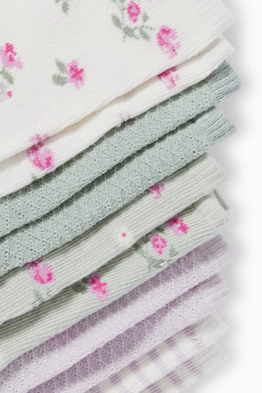 Bebés - Pack de 5 - florecitas - calcetines con dibujo para bebé - violeta claro