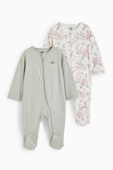 Miminka - Multipack 2 ks - květinové motivy - pyžamo pro miminka - mátově zelená