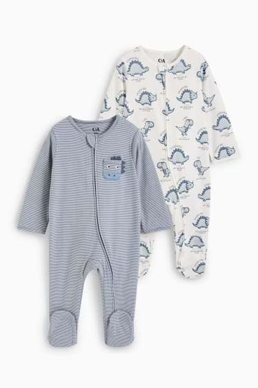 Babys - Set van 2 - dino - babypyjama - blauw