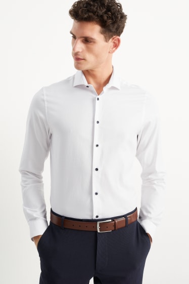 Pánské - Business košile - body fit - cutaway - LYCRA® - bílá