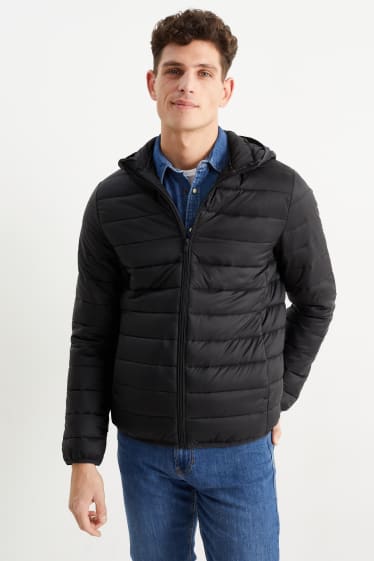 Herren - Steppjacke mit Kapuze - schwarz