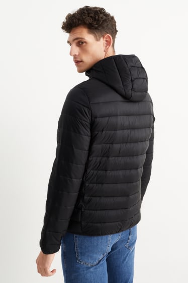 Herren - Steppjacke mit Kapuze - schwarz