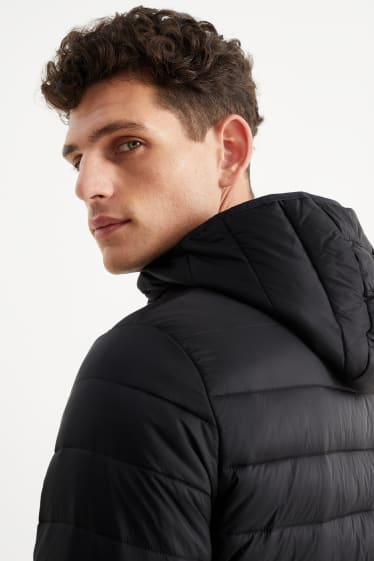 Herren - Steppjacke mit Kapuze - schwarz