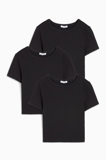 Teens & Twens - CLOCKHOUSE - Multipack 3er - Crop T-Shirt - schwarz