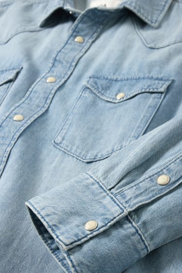 Hommes - Chemise en jean - regular fit - col kent - jean bleu clair
