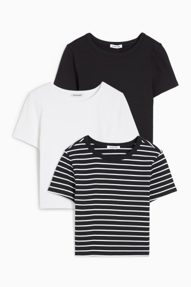 Ragazzi e giovani - CLOCKHOUSE - confezione da 3 - t-shirt dal taglio corto - nero