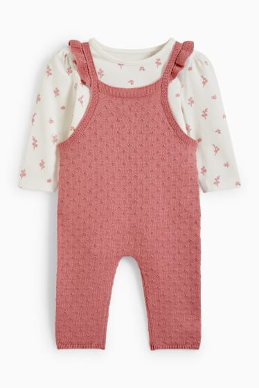 Babys - Baby-outfit - 2-delig - gebloemd - fuchsiarood