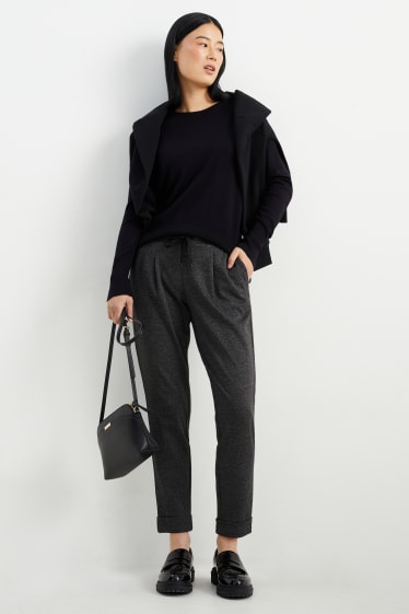 Damen - Jersey-Hose - Tapered Fit - dunkelgrau