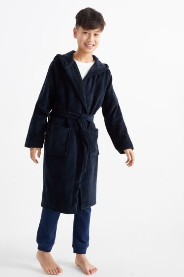 Children - Bathrobe with hood - dark blue