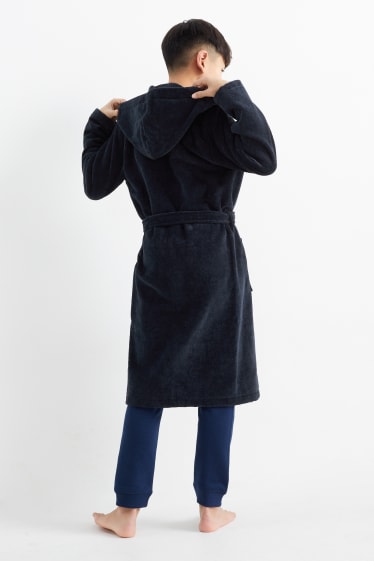 Kinderen: jongens - Badjas met capuchon - donkerblauw