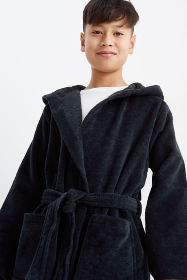 Kinderen: jongens - Badjas met capuchon - donkerblauw