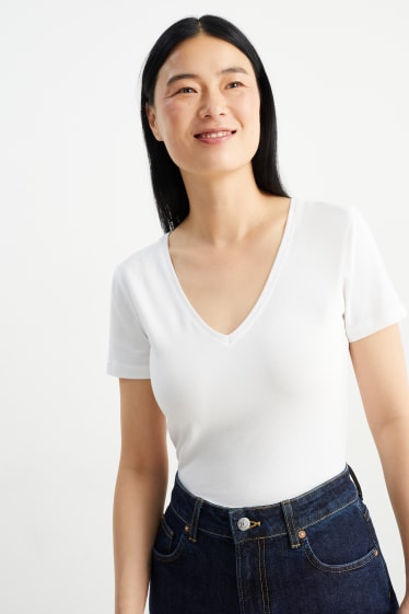 Damen - Multipack 3er - Basic-T-Shirt - weiß