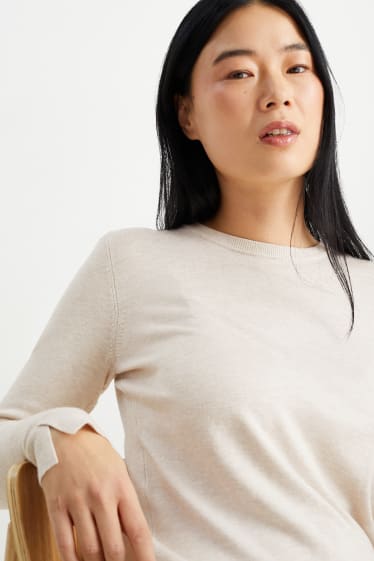 Damen - Pullover - hellbeige