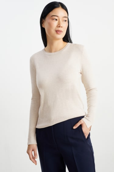 Damen - Pullover - hellbeige