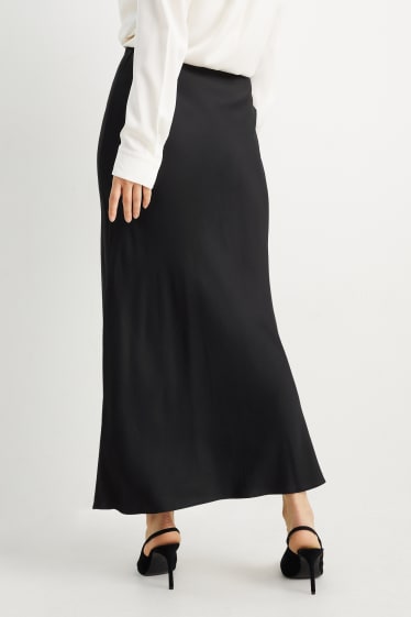 Women - Satin skirt - black