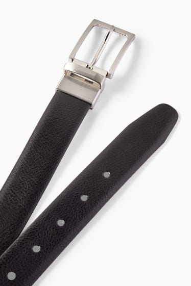 Hombre - Cinturón de cuero reversible - negro