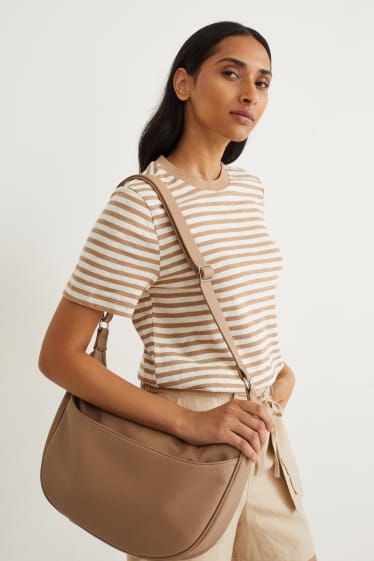 Damen - Umhängetasche - Lederimitat - beige