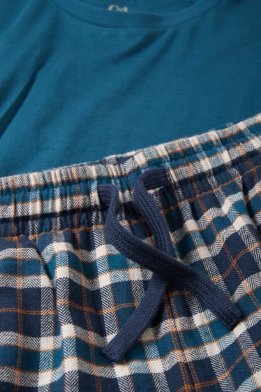 Herren - Pyjama mit Flanellhose - dunkelblau
