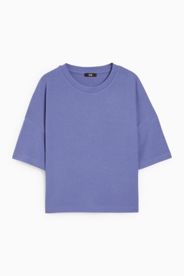 Women - Knitted jumper - short sleeve - purple