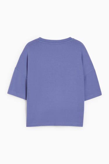 Women - Knitted jumper - short sleeve - purple